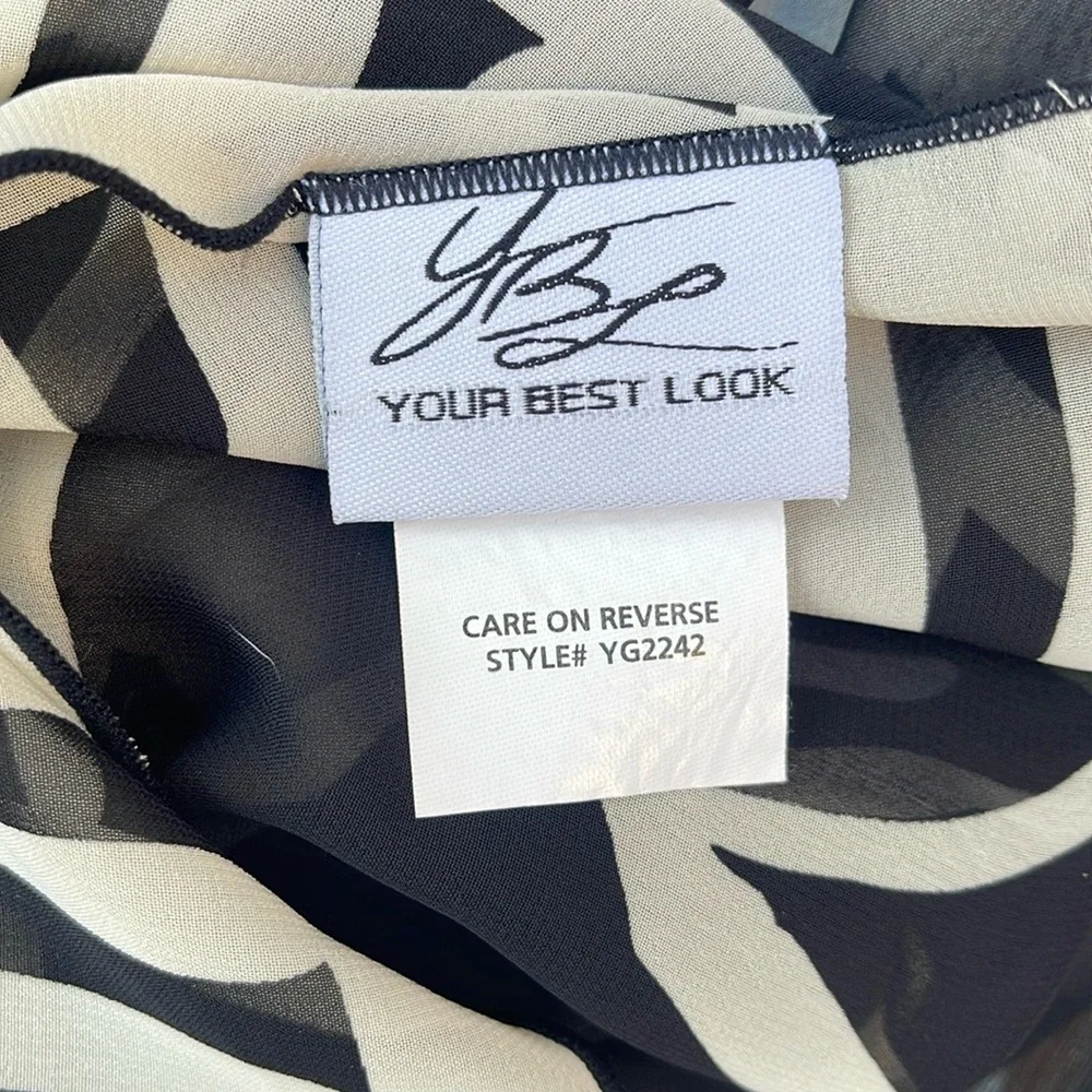 Black & Cream Color Chiffon Shawl / Wrap